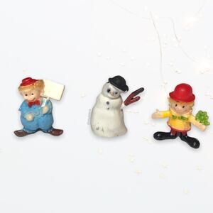 Vintage Miniatures Mini Tiny Figurines Figures - Clown, Leprechaun, Snowman